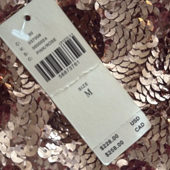 Anthropologie Maeve Bernadette Rose Gold Sequin Tiered Midi Dress Size M - Picture 16 of 17